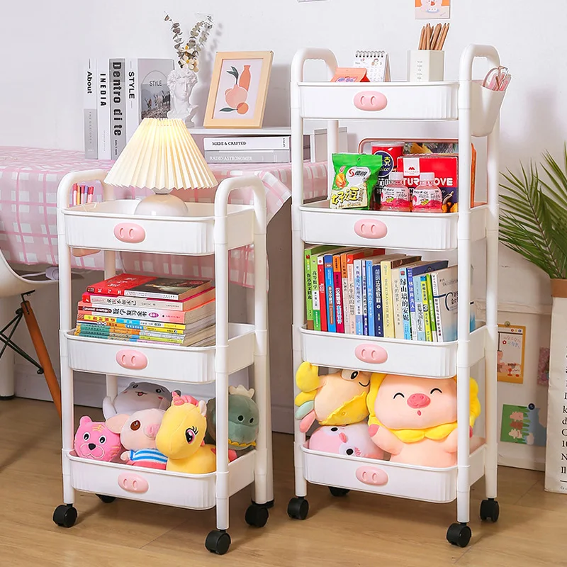 3 Tiers Kitchen Removable Plastic Storage Organizer Racks Home Book Snack Small Storage Trolley