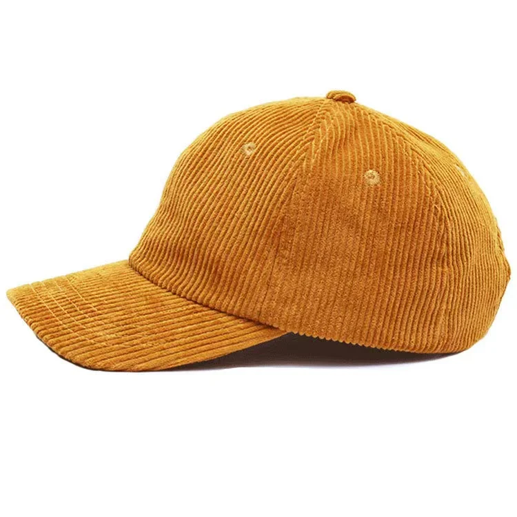 Wholesale Ginger Corduroy Satin Lined Hat Unstructured Orange Dad Hats Custom Baseball Cap With Satin Lining