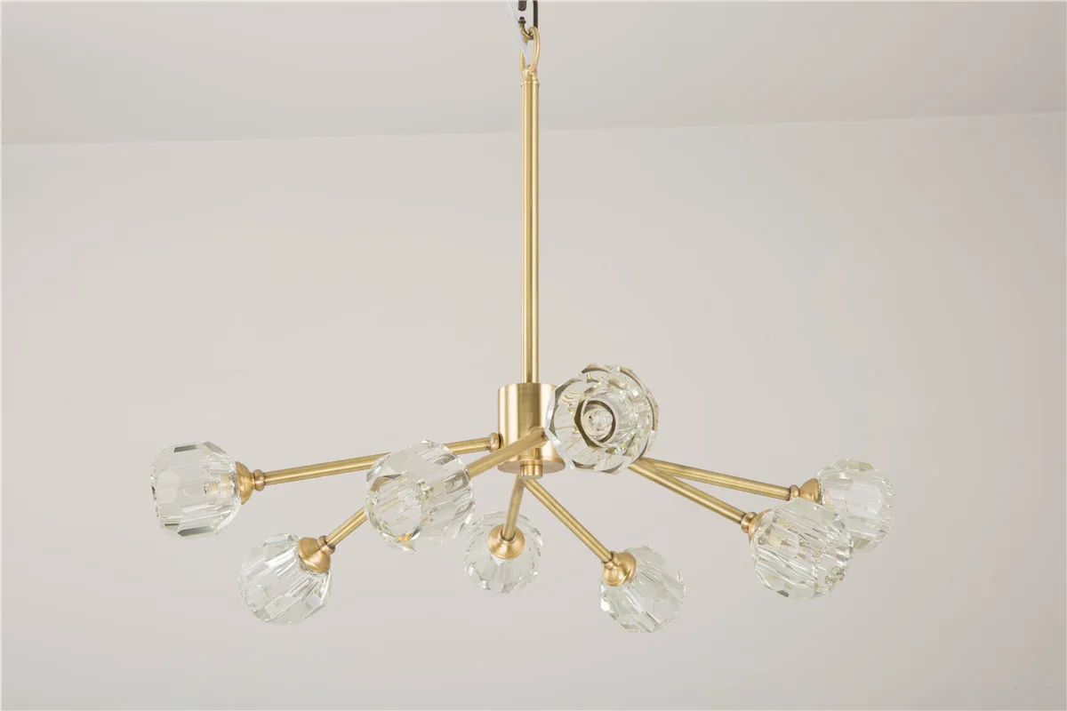 
Nordic Pendant Light Gold Bronze Simple Dining Room Crystal Chandelier 