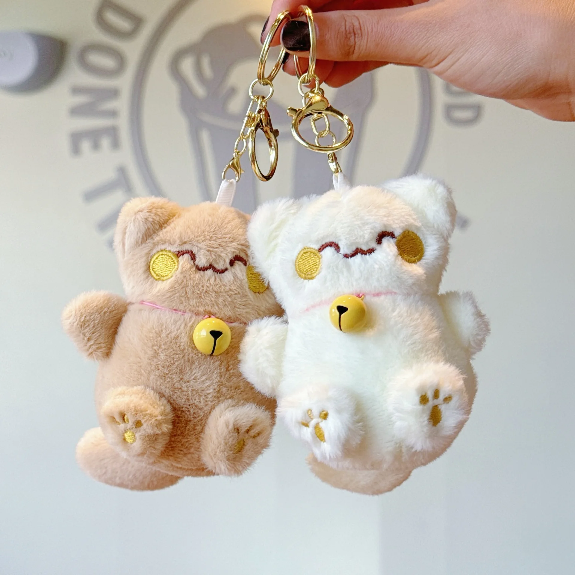 12cm mini plush keychain toy stuffed animal little rich cat soft Plush Keychain fortune custom key chain