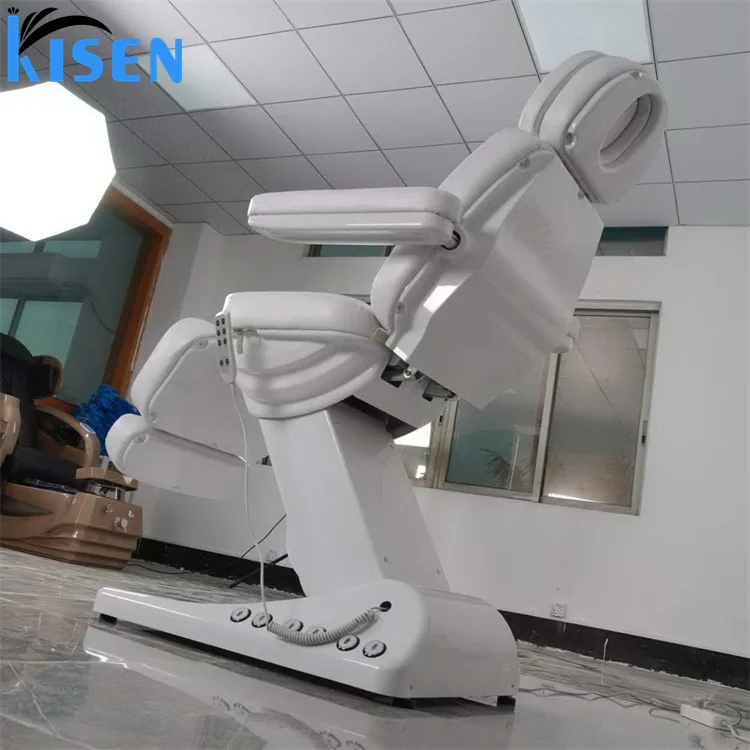 Kisen High-end beauty salon furniture SPA bed adjustable massage table electric facial bed with armrest hairdressing furniture
