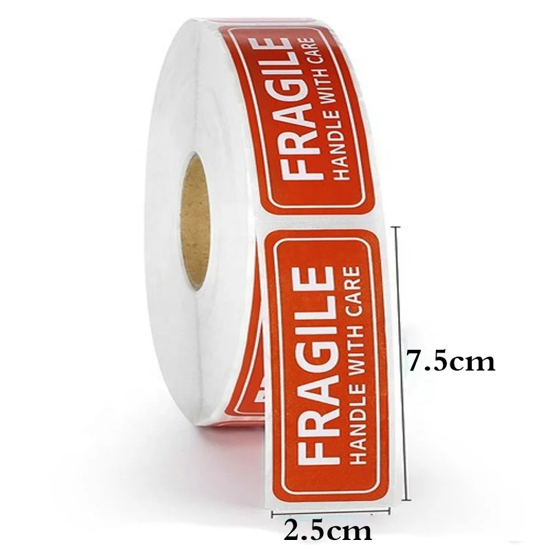 Red FRAGILE Warning Labels Stickers Used for Shipping and Packaging Stickers with Care and Caution Rectangular 2.5*7.5cm