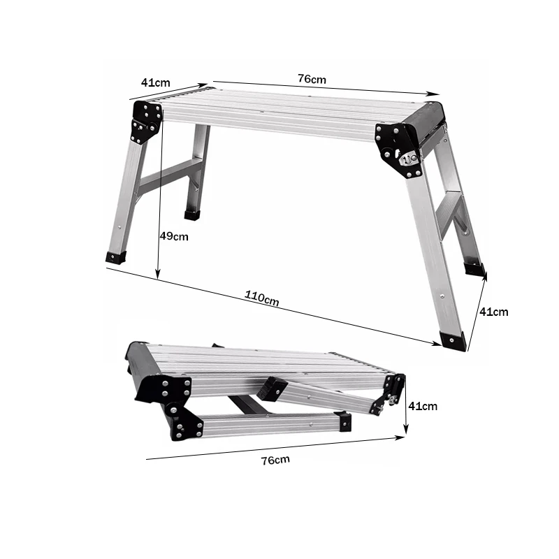 WEIKEN Car Wash Work Platform Folding Dual-Use Household Mobile Ladder Aluminum Ladder Domestic Foldable Ladder Platform