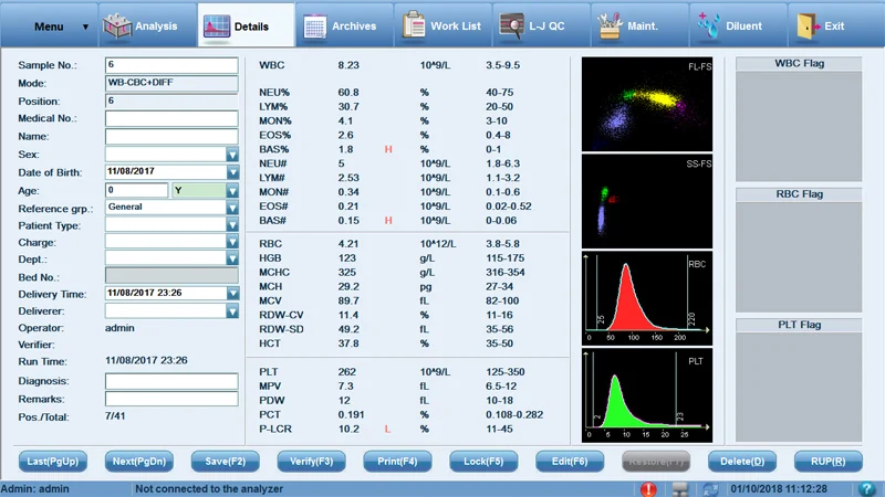 Rayto Hemaray 86 Hematology Analyzer Clinical Analytical Instruments for Laboratory Use