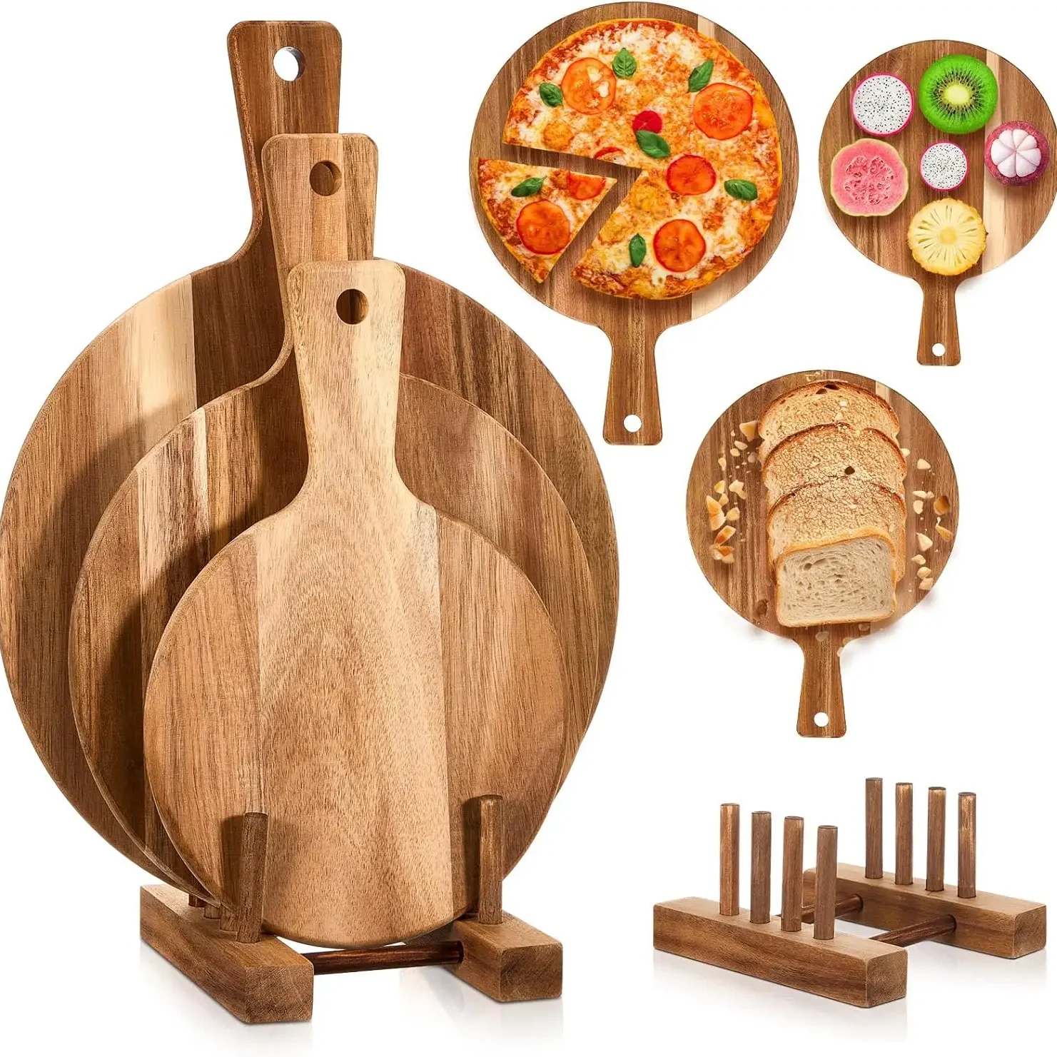 Винтажная настраиваемая декоративная подставка для мясных овощей 3 шт. разделочная доска пиццы из акации вечеринки подарок