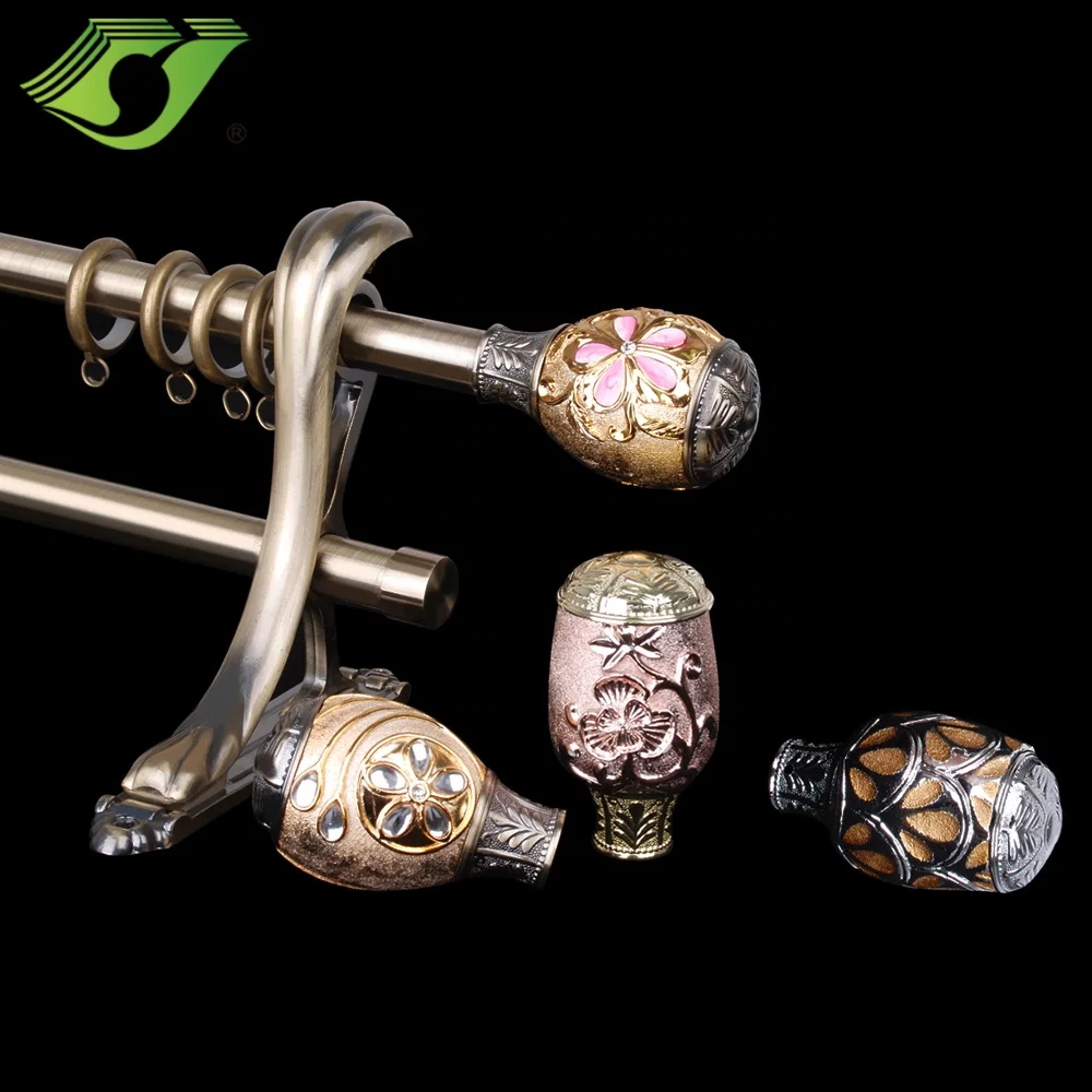 New designs luxury extendable 28mm window Aluminum Plastic Accessories Drapery Hardware Simple Curtain Rod Set Home Decoration