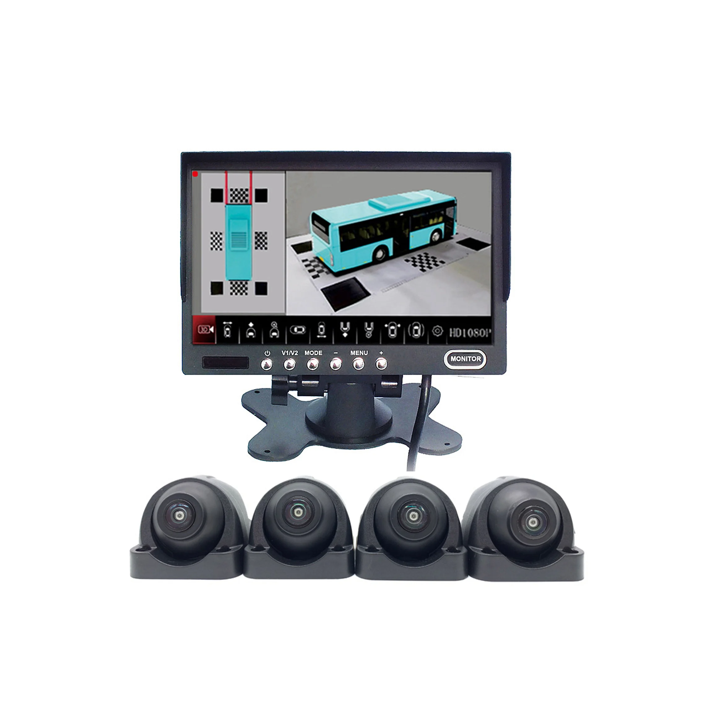 Truck 4 Channel 360 Degree 3D Panoramic Birds View Surround View DVR 360 Degree Car Camera System for Bus Truck