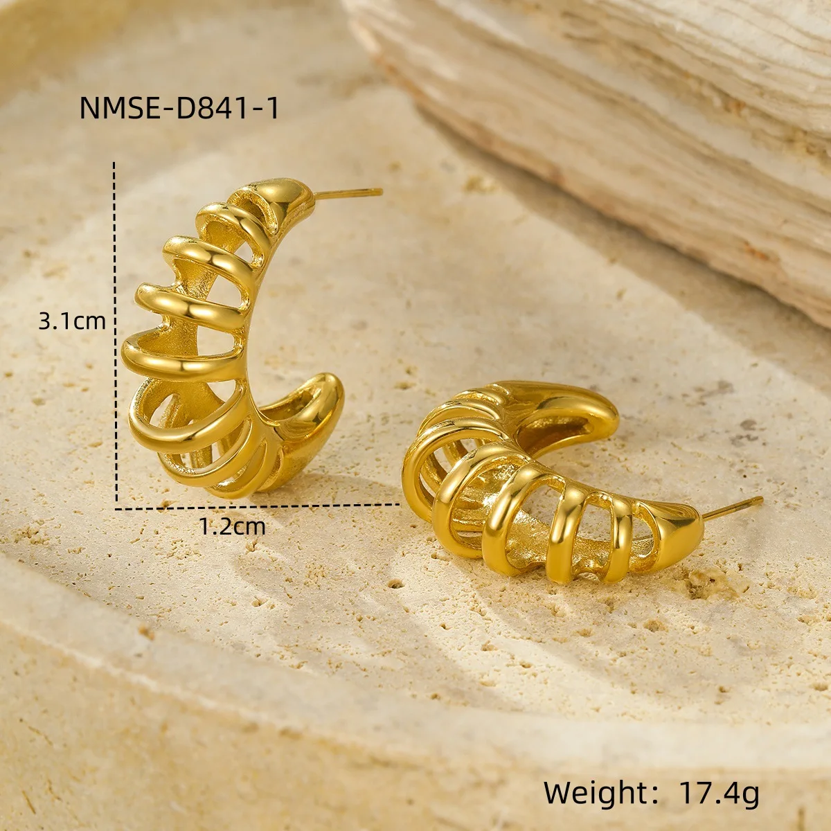 INS hot sale hollow bangles hoop earrings bracelets stainless steel waterproof 18K PVD gold plated jewelry sets