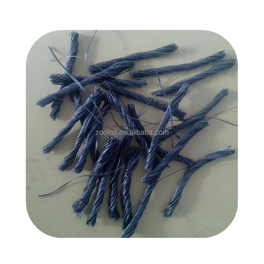 100% Polypropylene High Tenacity Bundle Fiber Gray 50mm Twisted Polypropylene Fiber