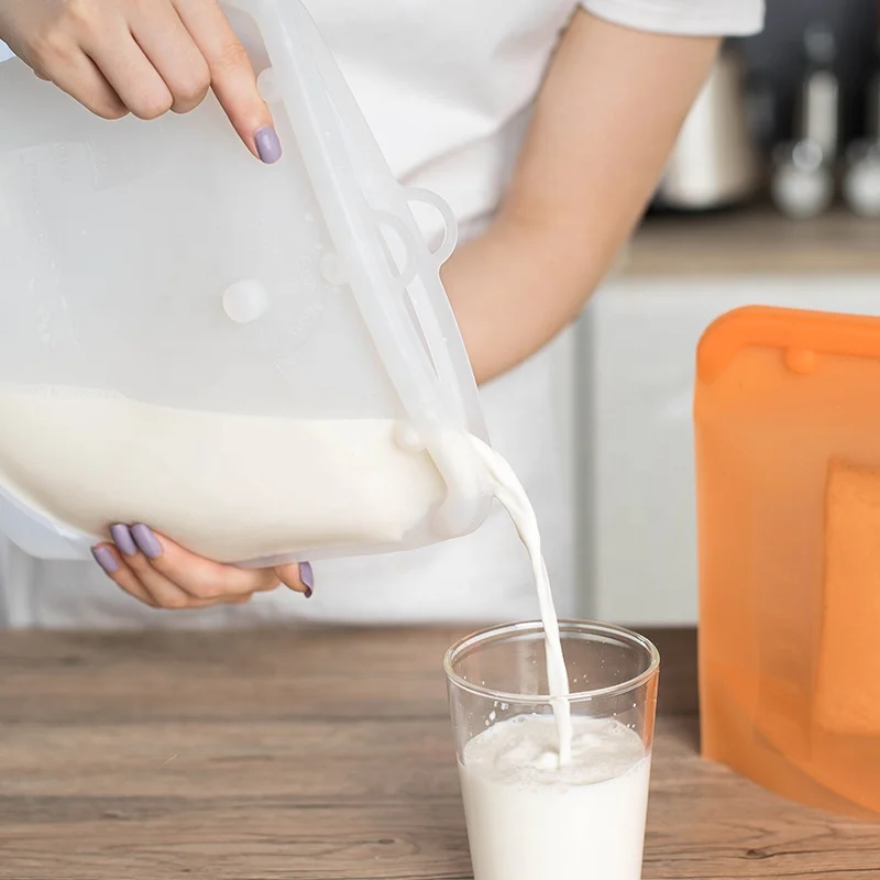 
2019 Amazon Hot Selling Airtight Seal Food Preservation Bags Leakproof Silicone BAG Containers Zip Lock Food Storage Bag 