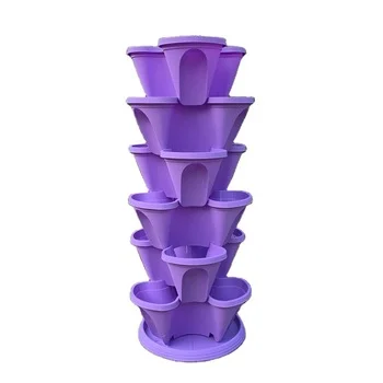 Wholesale Stackable Pots Flowers Vertical Tower Garden Planter Strawberry Plastic Flower Pots