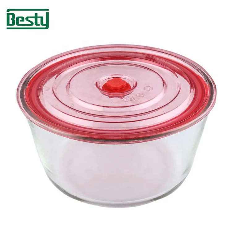 Pyrex Glass Food Container  vacuum cover lid /Heat Resistant Glass Food Storage Container with plastic  lid