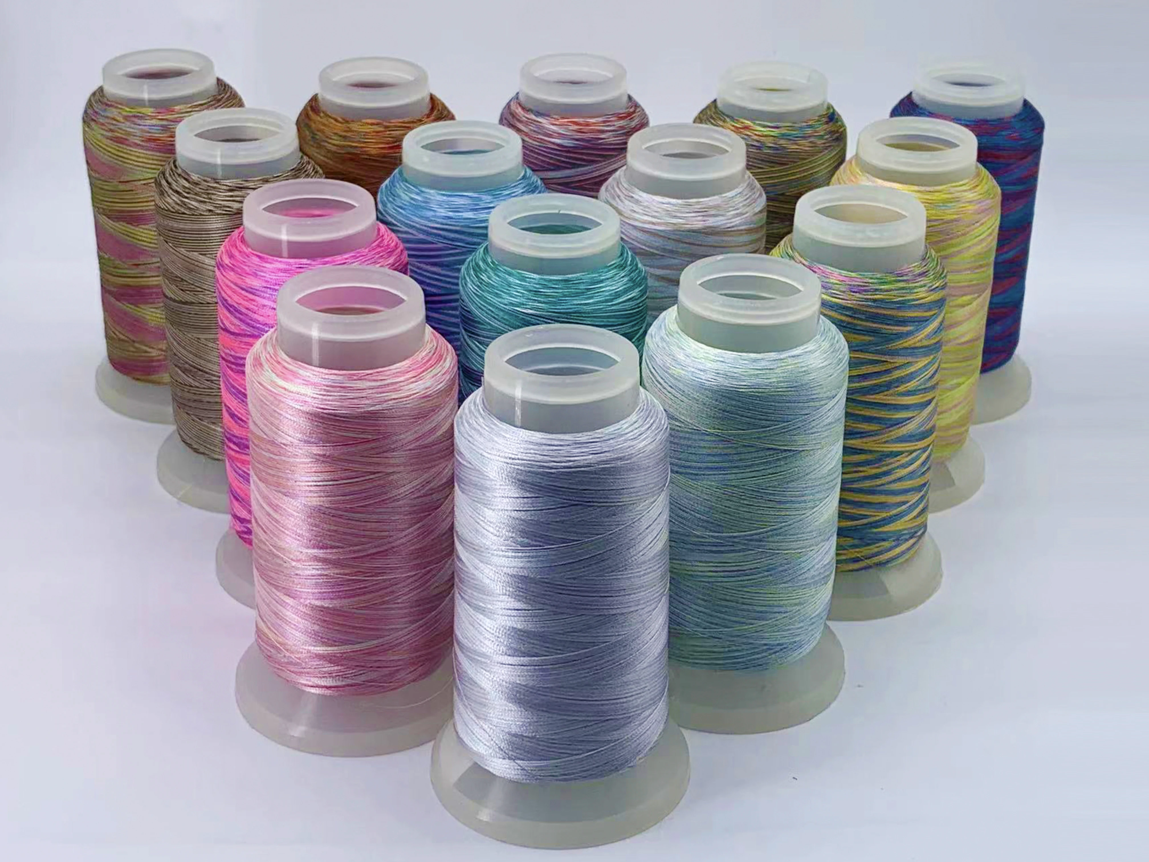 Gradient colorful industrial Embroidery thread 108D/2 75D/2 3300m 100%Polyester For Computer Embroidery machine DIY Tassel