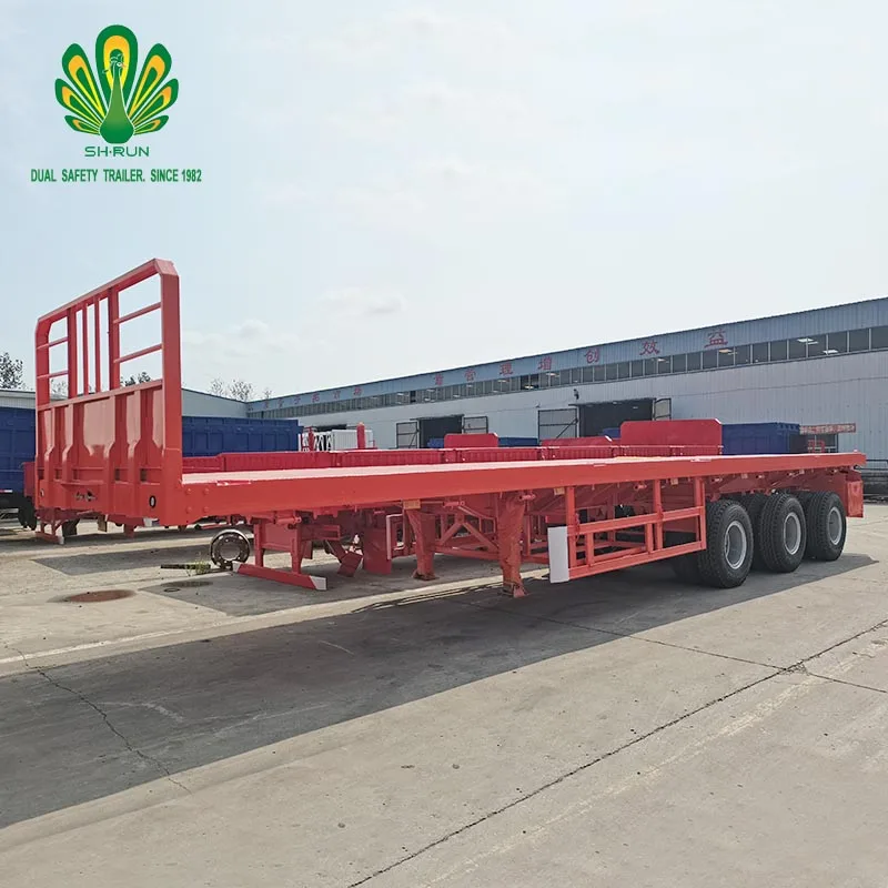 2022 New Product Shipping Container 20ft 40ft Flatbed Semi Trailer 3 Axle Flat Bed Truck Trailer with Container Lock for Sale