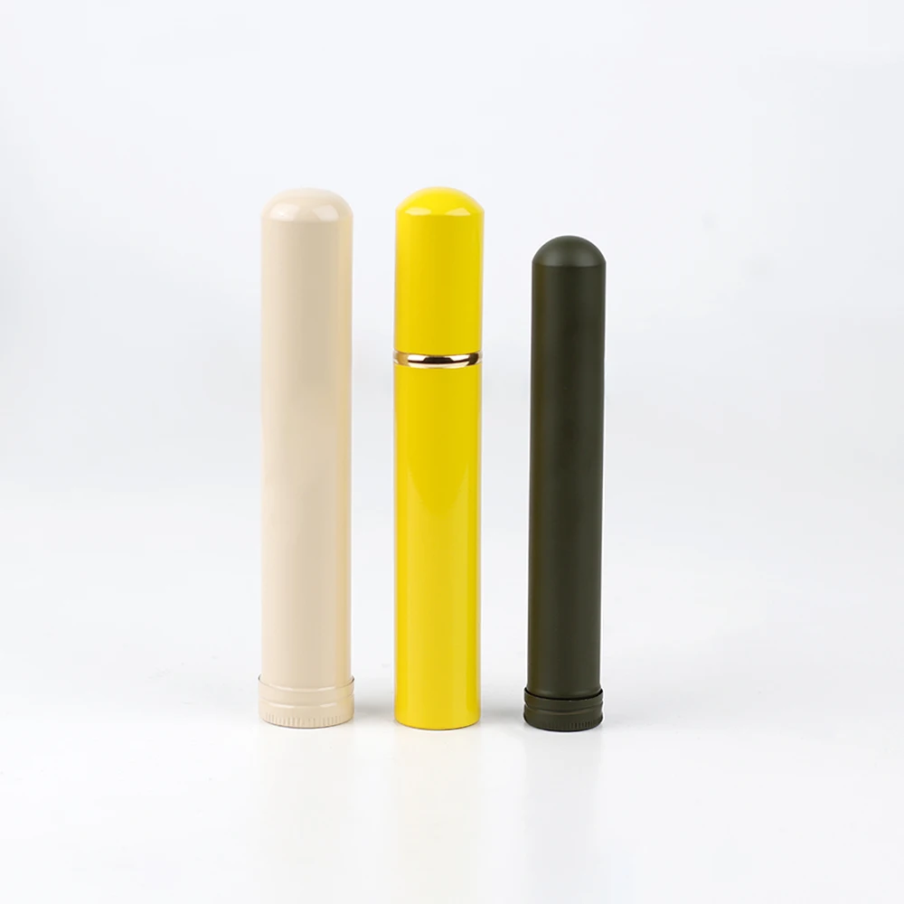 Hot sale 25mm customized empty aluminium packaging metal case single screw cap cigar tube