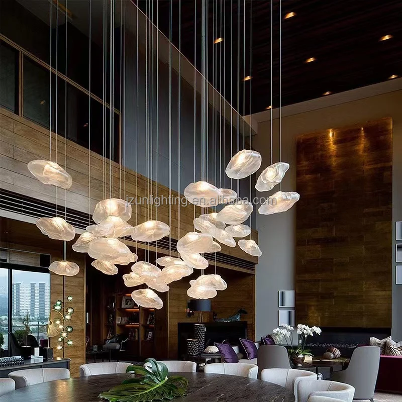 Modern Nordic Crystal Chandelier for Hotel Lobby Restaurant Bar Counter round Pendant Lighting with Iron Parts for Room Decor
