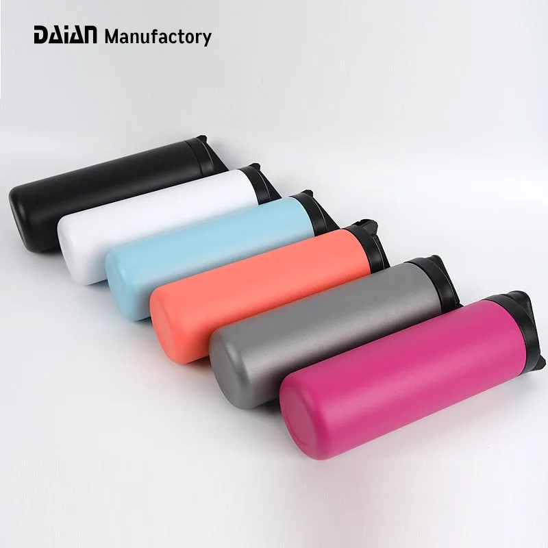 Luxury Colorful 20oz Sport Insulated Stainless Steel Water Bottle With Plastic Straw Lid Applicable To Dishwashers