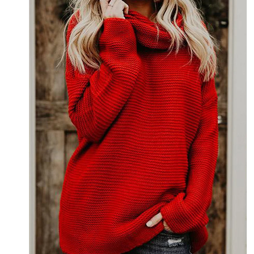 
Hot sale Autumn Winter Women Knit Long Sleeves Turtleneck Pullover Sweaters 