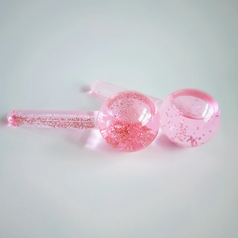 Быстрая доставка, массажные Инструменты для лица, охлаждающие розовые блестящие шарики для красоты, шарики для лица и шеи