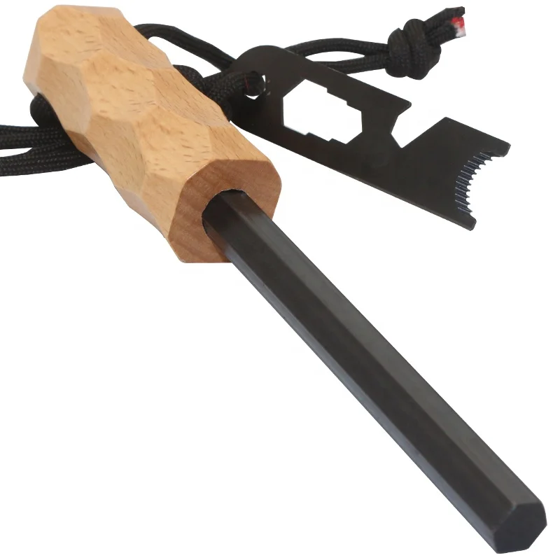 Big Hand Grip Bushcraft Hexagonal Ferro Magnesium Rod Firesteel Camp Fire Starter