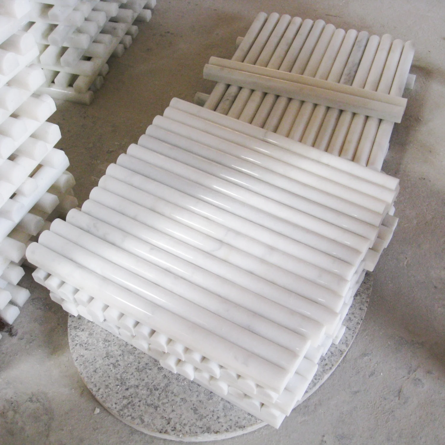 Fluted Marble Tiles Pencil White Marble Skirting Stone Shower Mosaic Wall Tiles