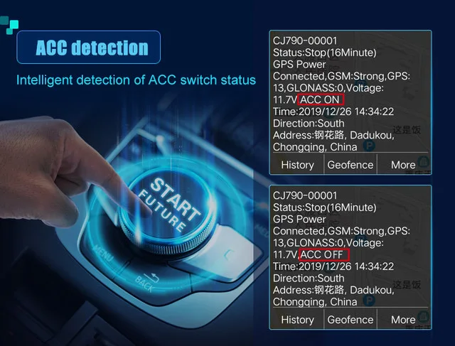 Yuntrack CJ790 4PIN vehicles 3G gps tracker ACC detection cut off oil remotely free APP gps tracking
