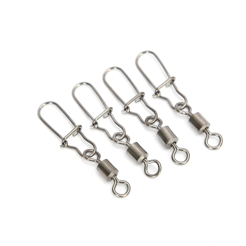 100PCS Fishing Swivels Carabiner Fishhook Connector Pin Swivel Metal Snap Rolling Swivel Carp Fishing Accessories