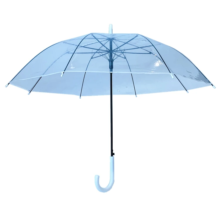 YS-1007 Factory Supply Wholesale Custom Logo Clear Outdoor Transparent Umbrella Automatic Open Clear POE Rain Umbrella