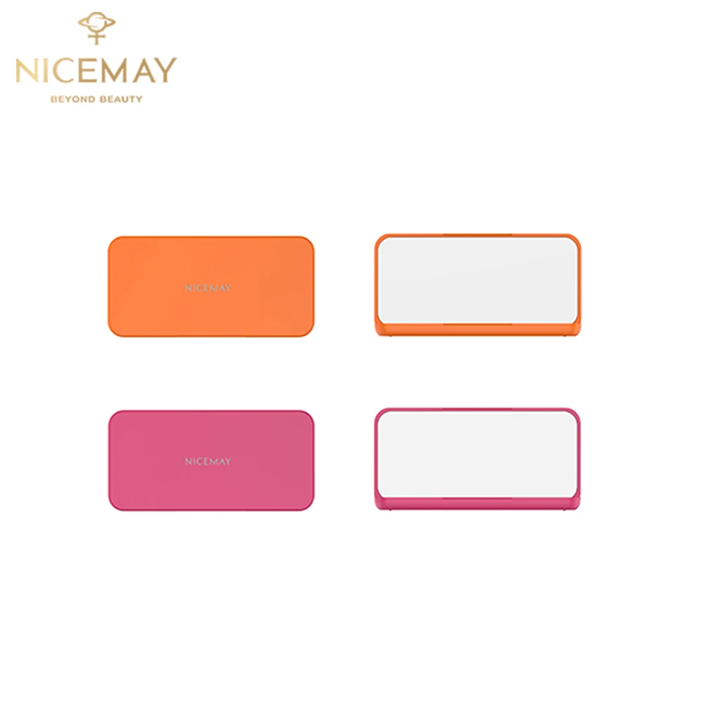 Rechargeable Travel Makeup Mirror Portable Folding Lighted Makeup Mirror 3 Colors Lighting Dimmable Touch Screen Vanity Mirror