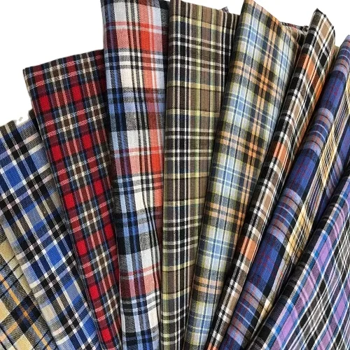 classic colorful check yarn dyed woven polyester cotton fabric for shirt costume garment