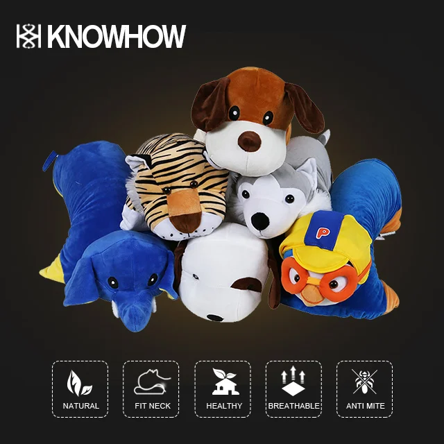 
Multi function travel pillow styling novelty decorative children animal cartoon dunlop latex pillow plush toy 