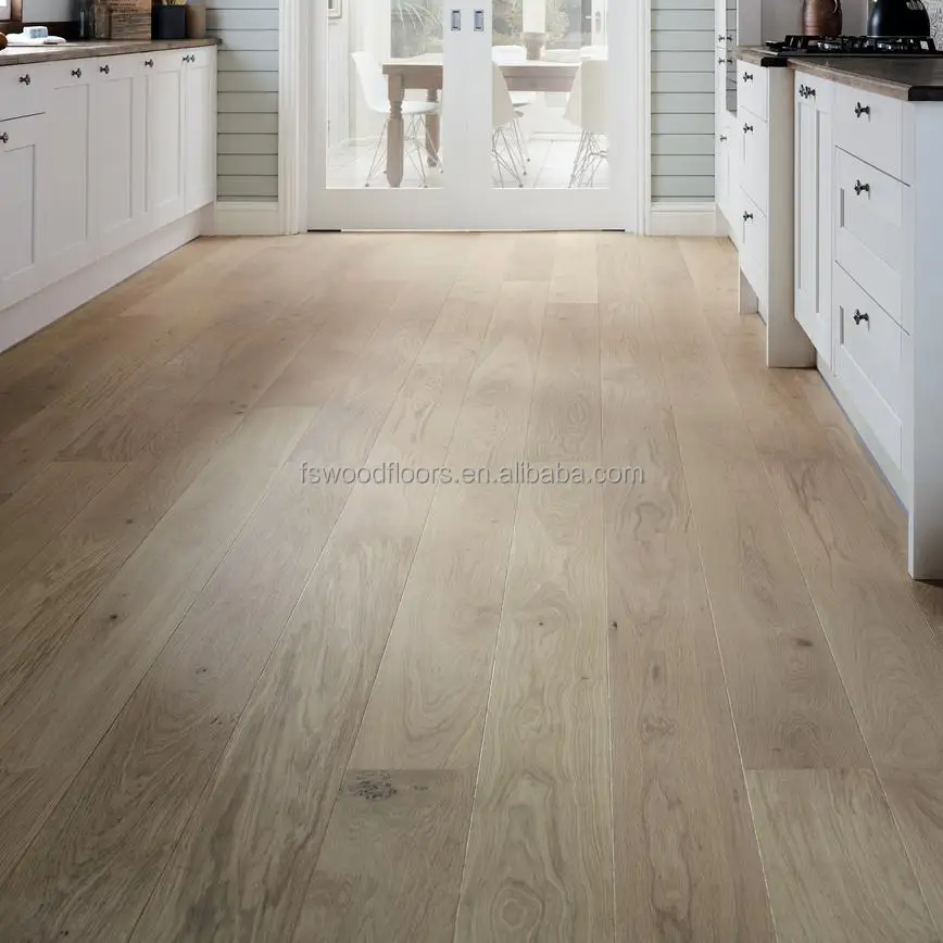 Bleached white oak engineered wood flooring