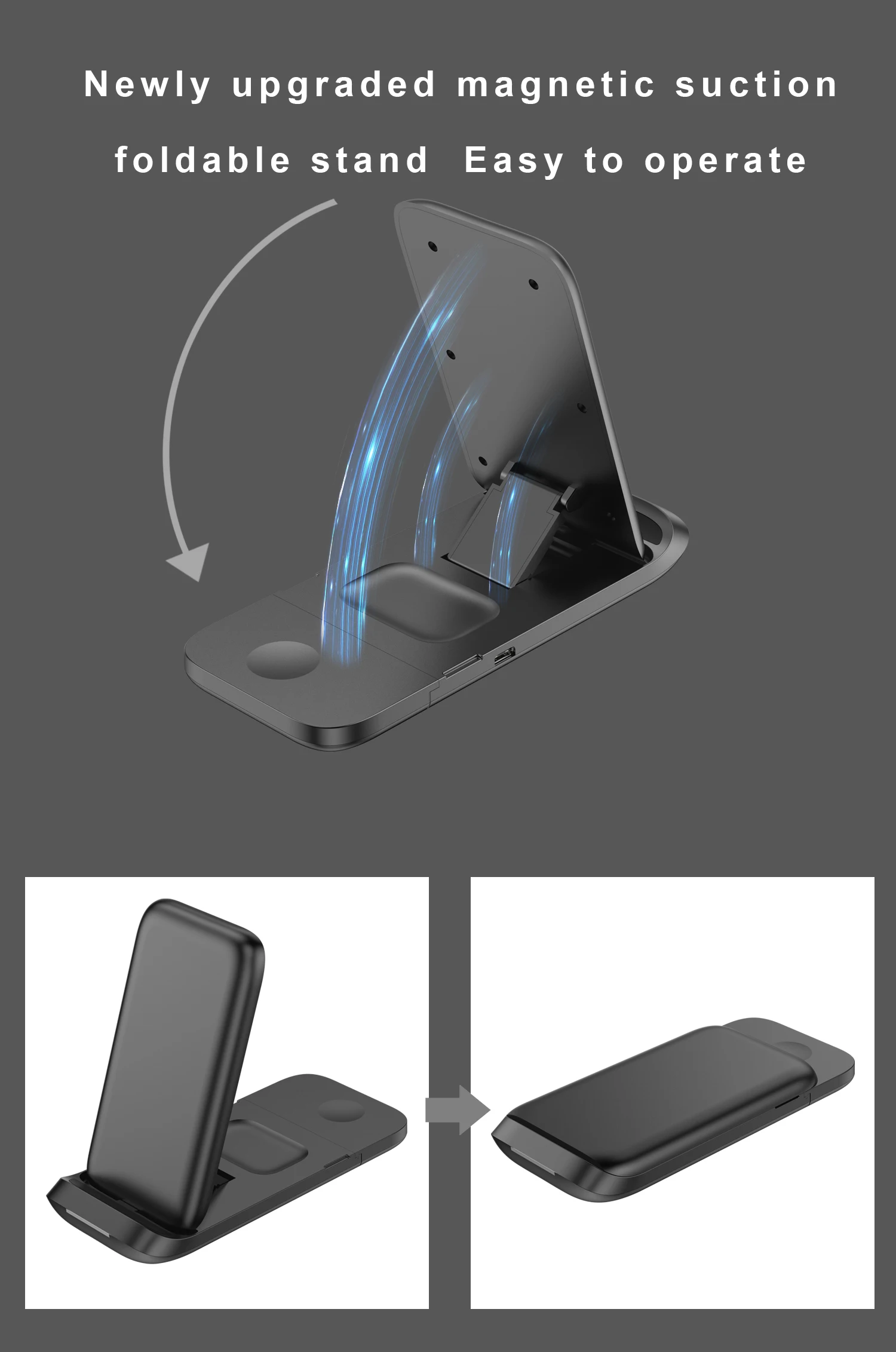 V8 многофункциональное 15 Вт Быстрое беспроводное зарядное устройство для телефона 3 в 1 Подставка зарядки Qi пользовательская Беспроводная зарядная станция