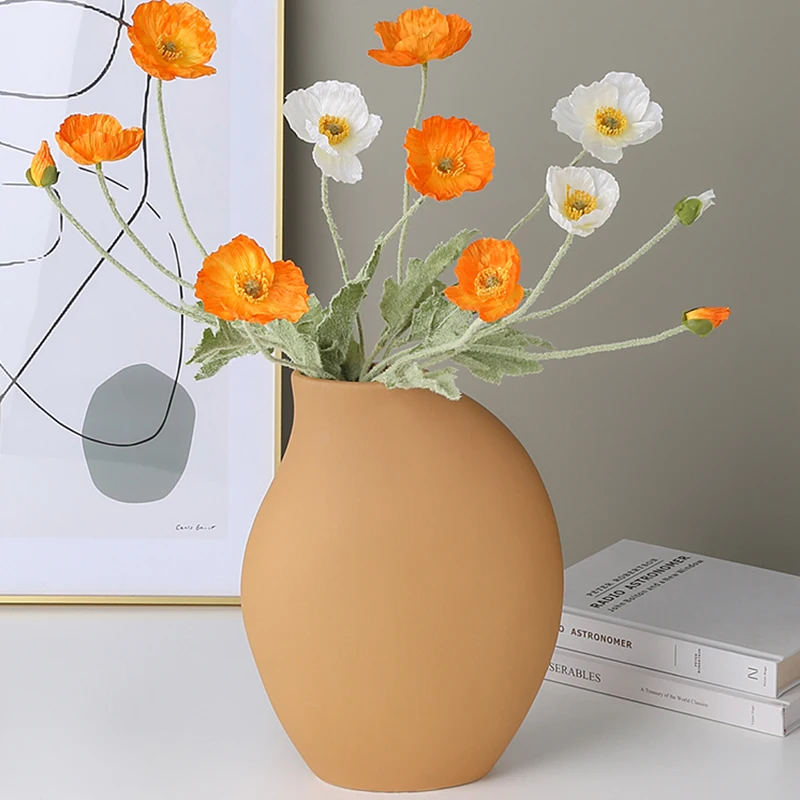 LIVETAI Nordic Pottery Vase Living Room Bedroom Entrance Dining Table Decoration Ornaments Morandi Ceramic Flower