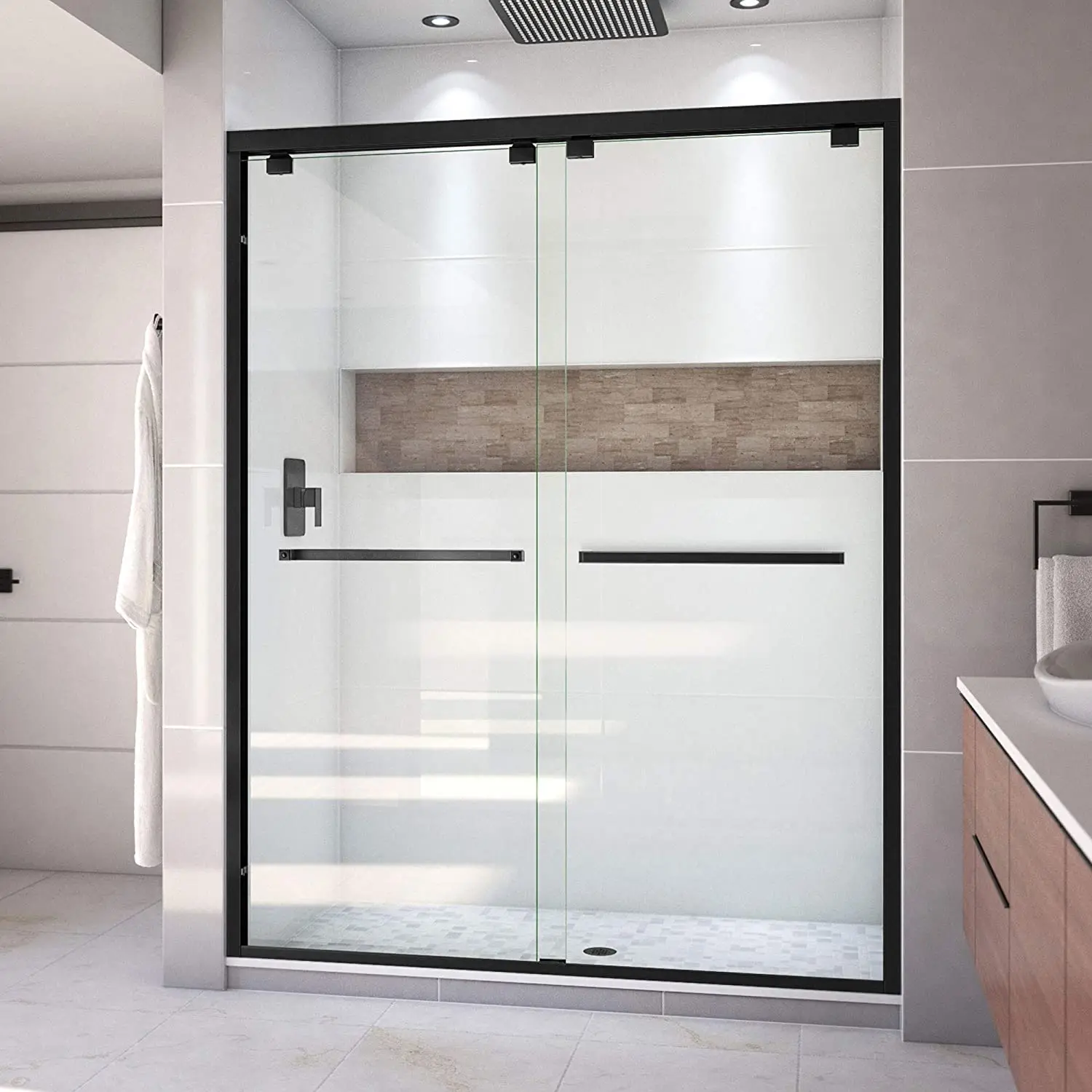 Modern Stainless Customized Frame Polished Hotel Home Bathroom Glass Shower Sliding Door