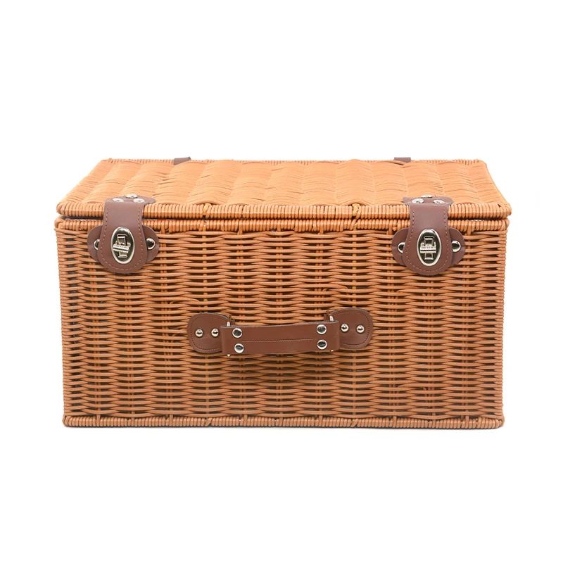 Cheap price Handmade Woven Vintage Picnic Basket Hamper Shopping Basket Handle Portable