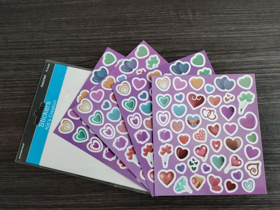 Custom Coated Paper Waterproof Vinyl Sticker Advertising Promotion Cartoon Love Heart Balloon Sticker Sheets For Kids Gifts Toys