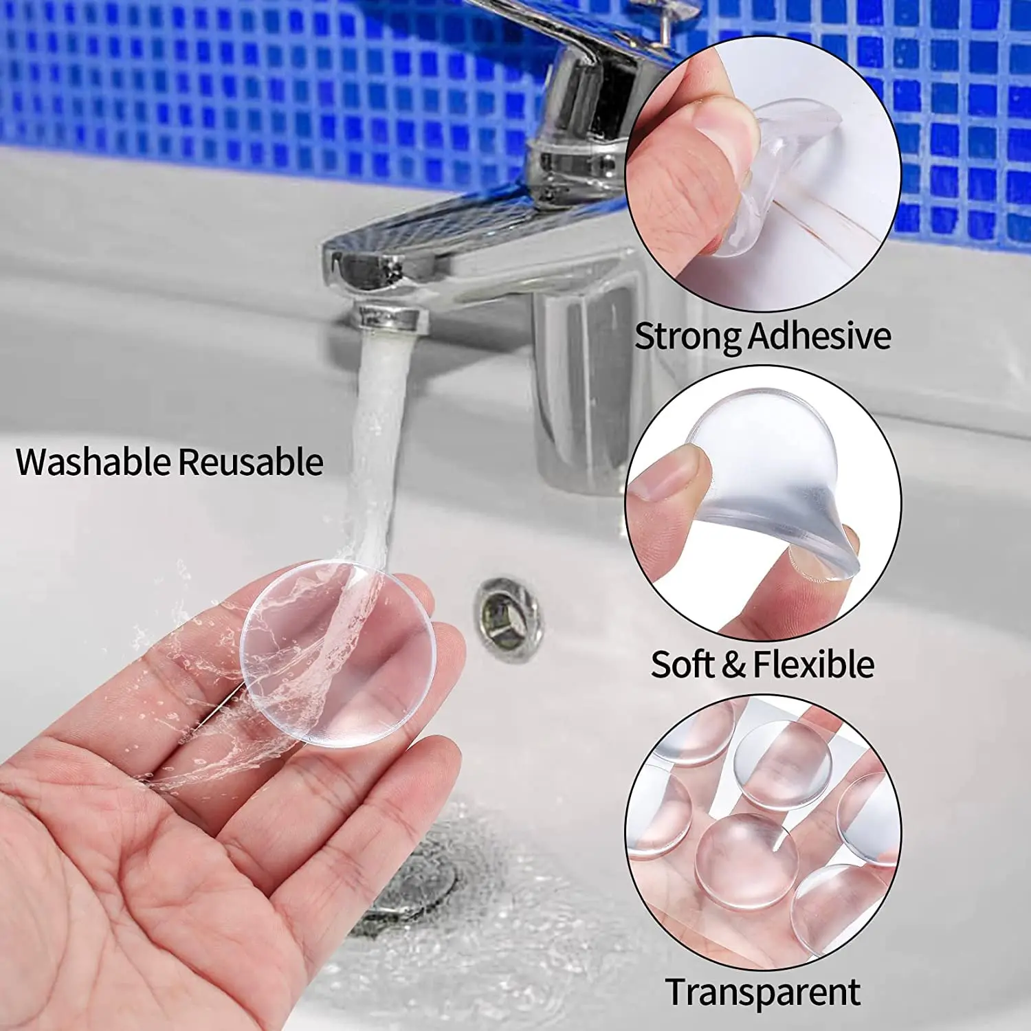 6 Piece/Pack Door Buffer Stopper Wall Protector Punch Free Adhesive Plastic Transparent Silicone Sliding Door Bumper Stop