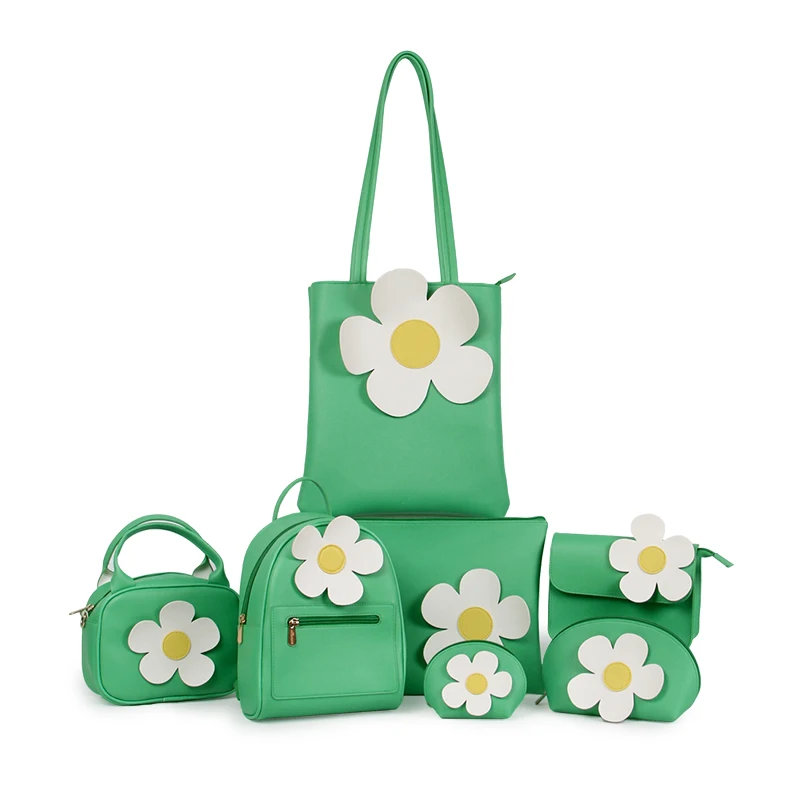 Набор женских школьных сумок с цветами, комплект из 7 предметов, рюкзаки с очками, сумка на плечо для детей и женщин