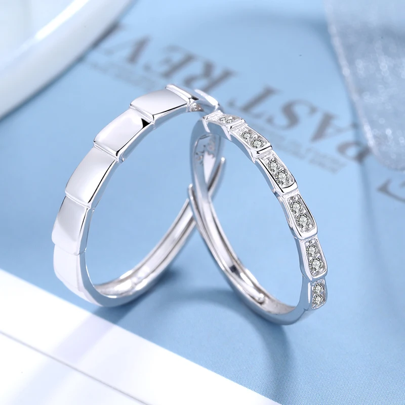 
Simple S925 Sterling Silver Open Adjustable Ring Ladder Couple Ring couples infinity ring 