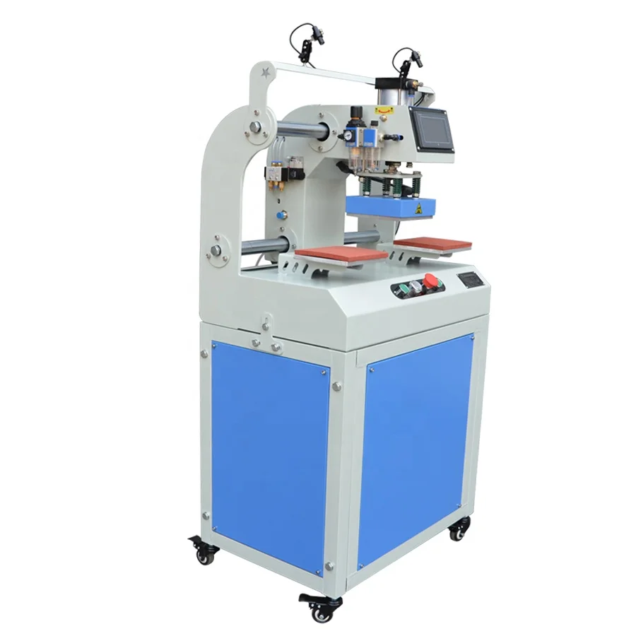 Factory price Automatic pneumatic PLC system 15*15 digital printing double station label heat press machine for t shirt leather