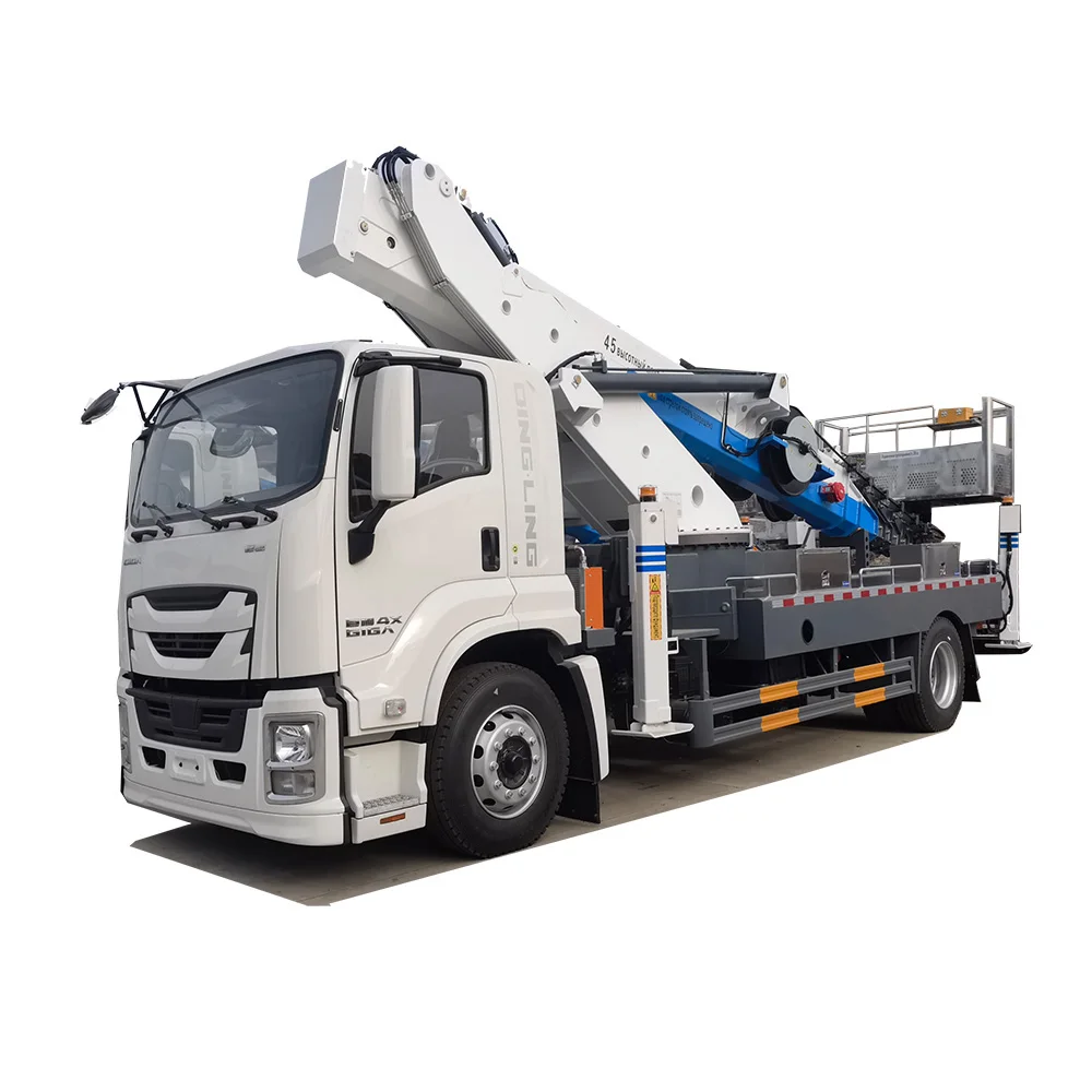 China Jushixin 45m Bucket Lift Aerial Truck Manual Transmission Diesel Fuel High Altitude Mobile Elevated Platform Work Truck