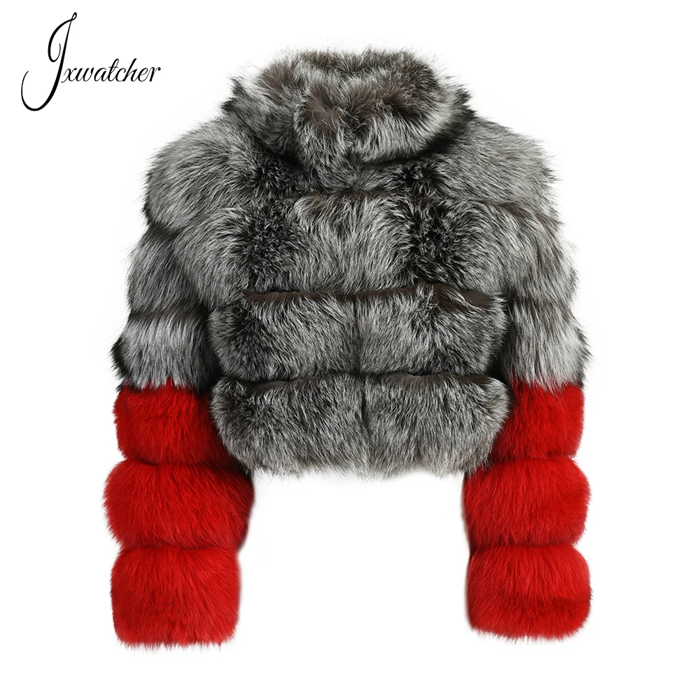 Winter Hot Sale Mixed Color Genuine Fluffy Silver Fox Fur Wholesale Fashion Women Fox Fur Coats Real Sale