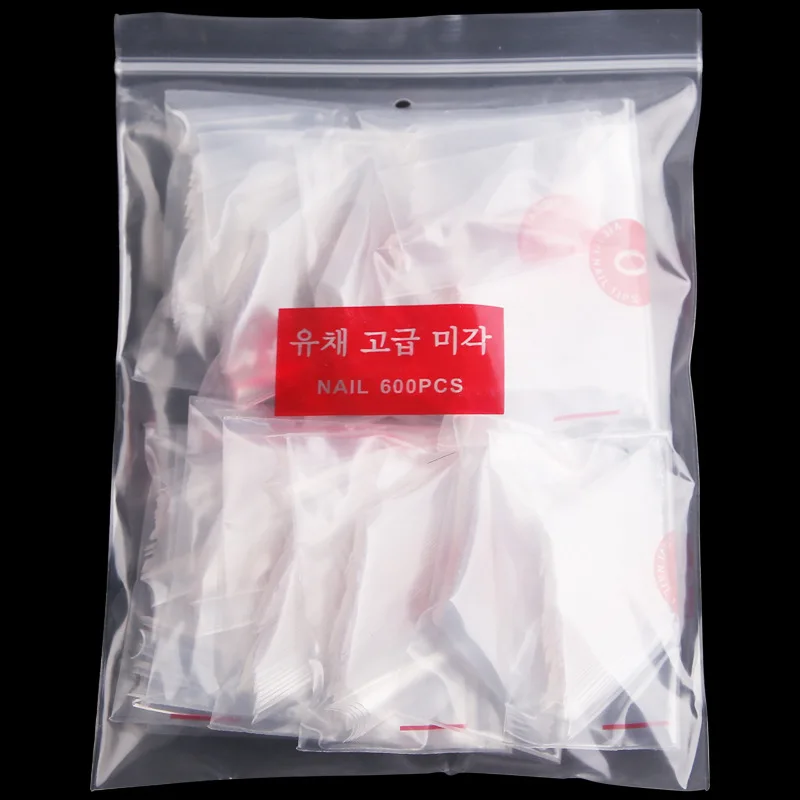 600 Pieces Nail Display Transparent C Courved XL Half Cover Nail French Salon Finger Long Point False XXL Nail Tips Stiletto