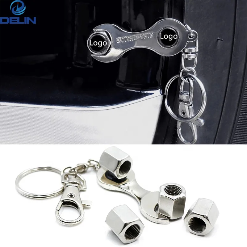 Universal Stem Covers for Cars SUVs with wrench keychain custom car logo key chain tire valve stem caps
