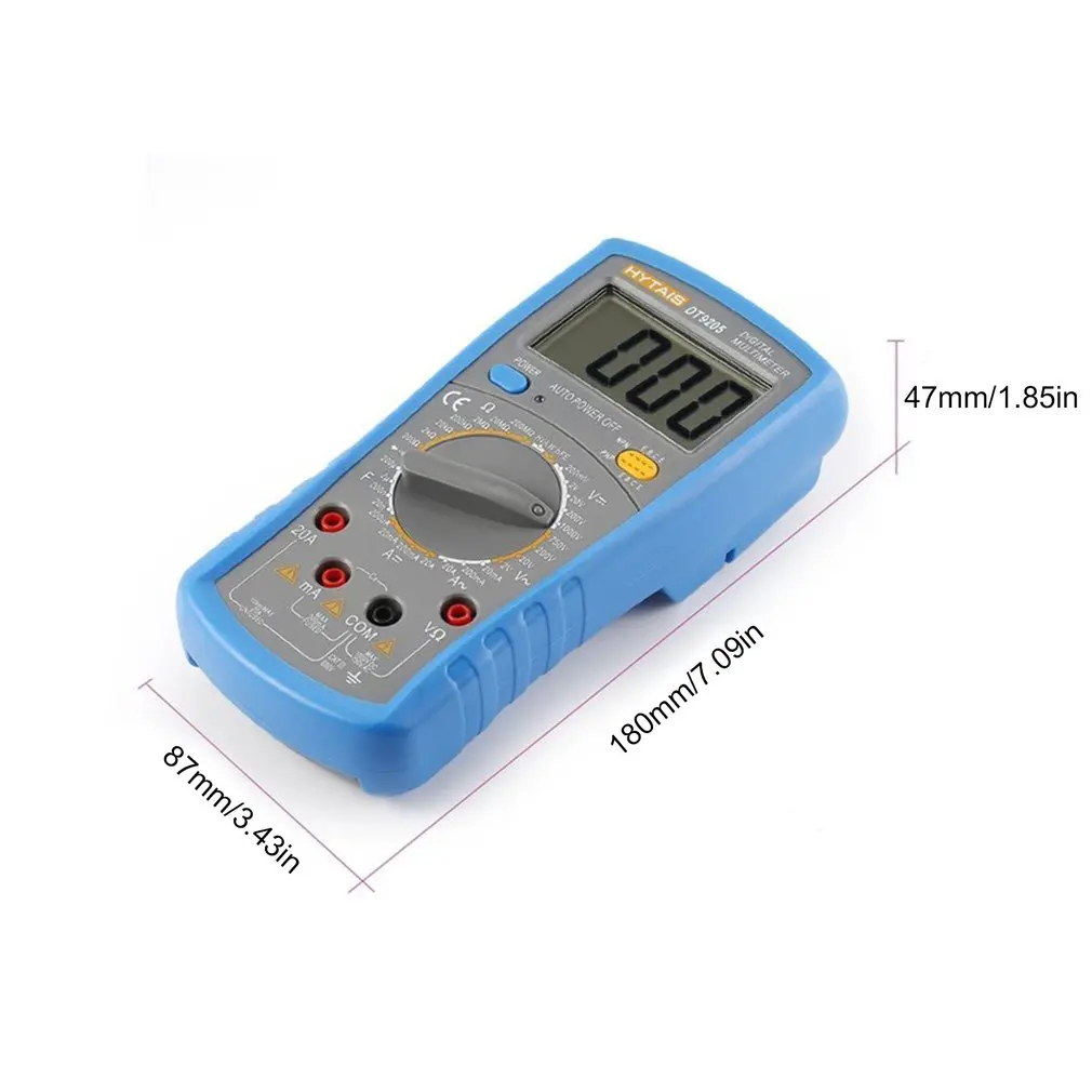 High precision digital multimeter DT9205 digital multimeter with temperature for electrical with LCD AC/DC