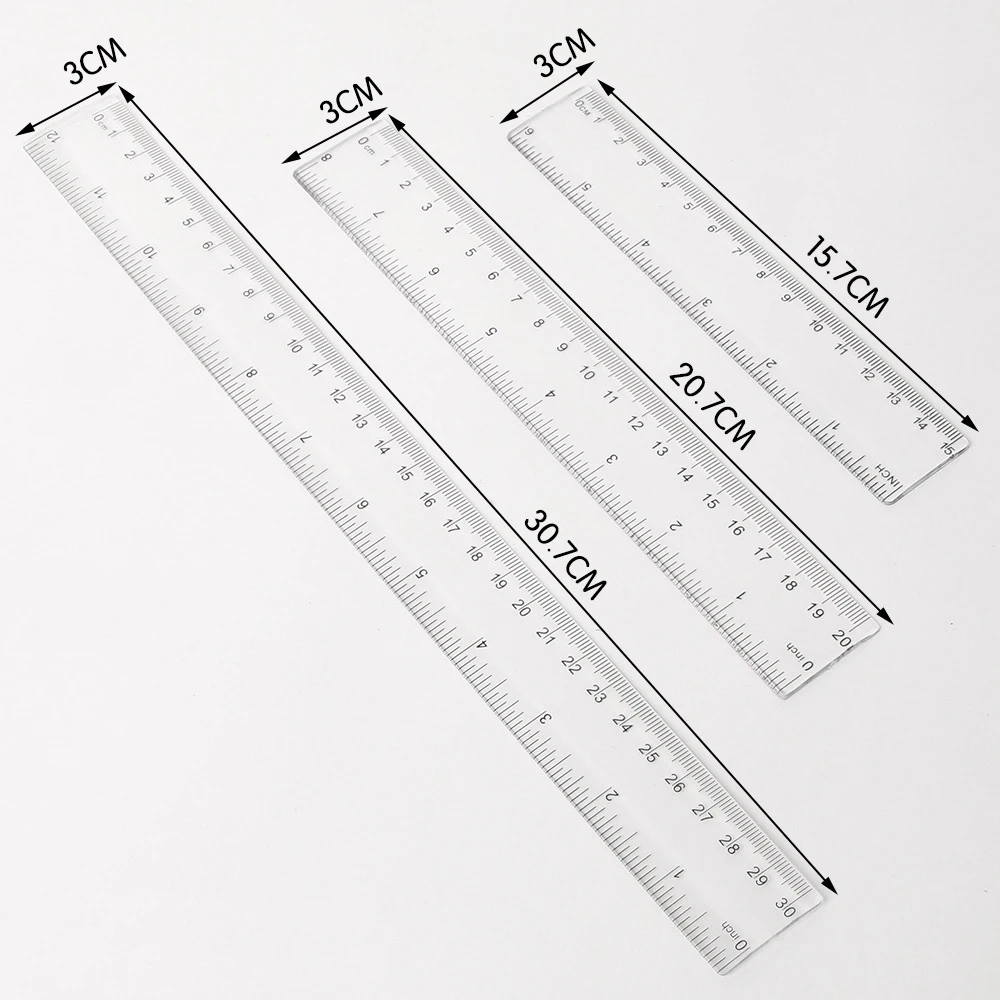 Hot Sale Drawing Ruler School Stationery 30cm Plastic Transparent Straight for