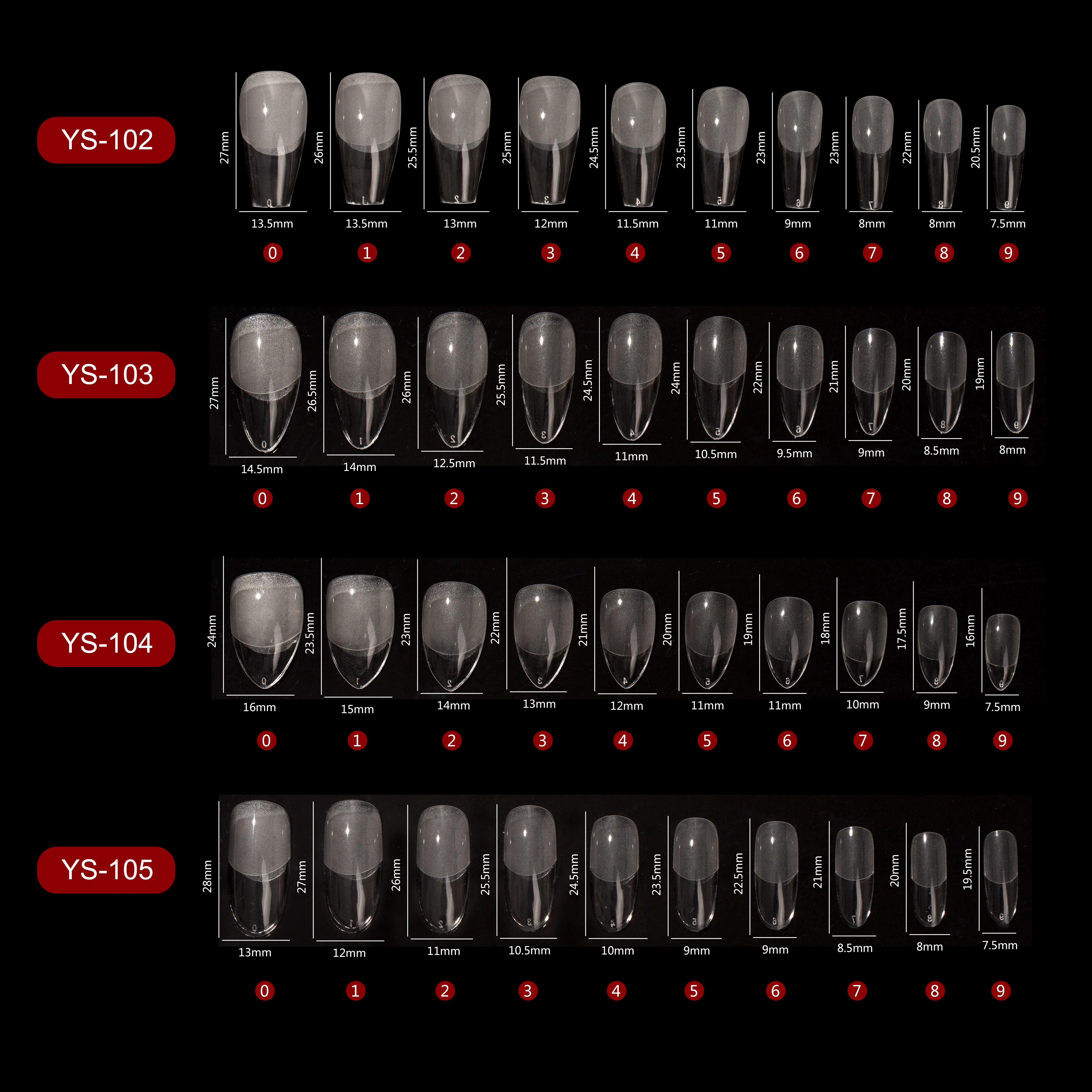 Low Moq high quality 12 sizes press on nail gel tips