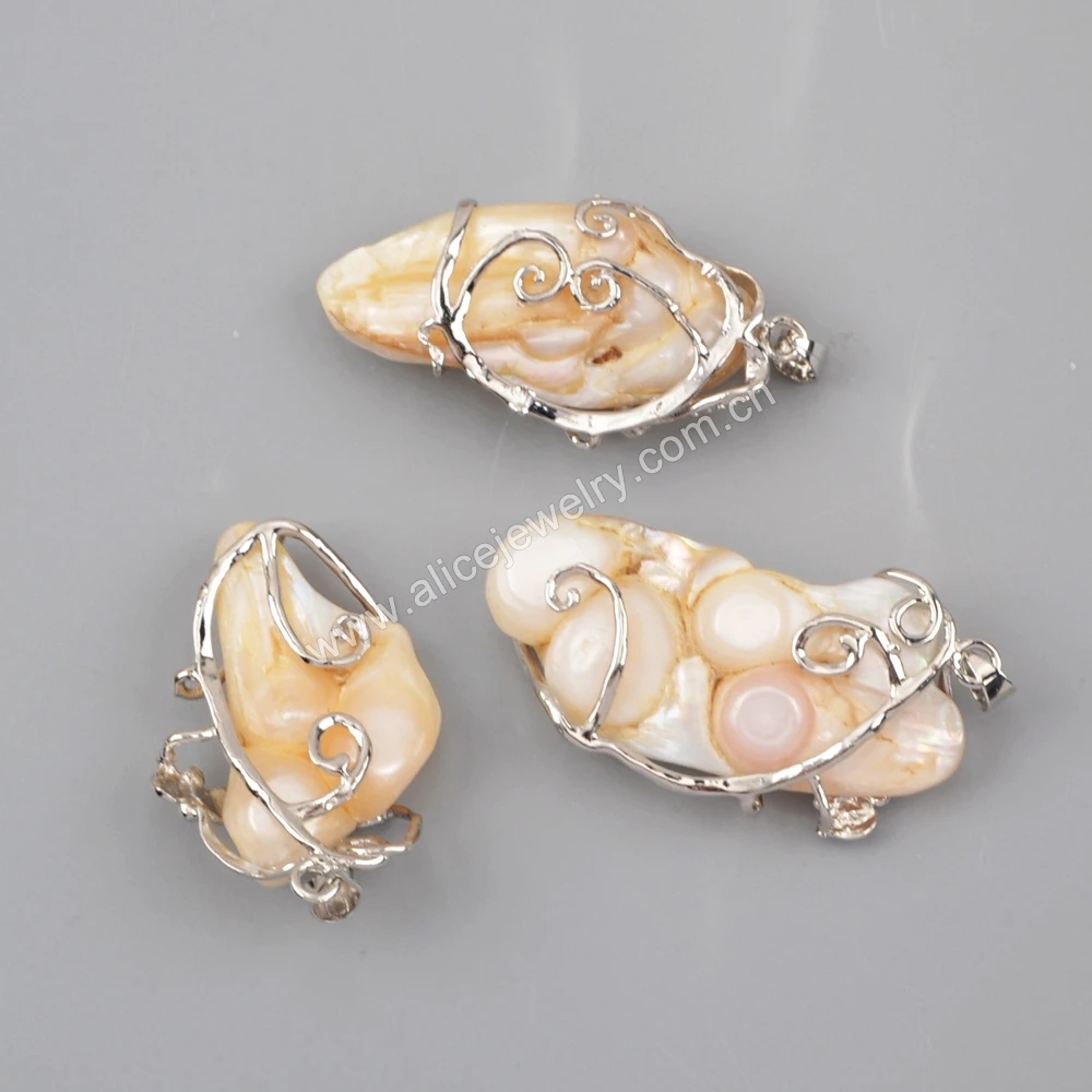 WX1204 Silver pearl pendant baroque pearl pendant charms jewelry