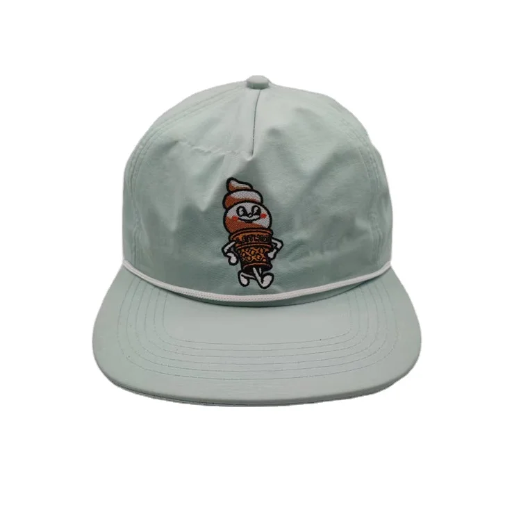 Blank Polyester Nylon Rope Hat 5 Panel Gorra Unstructure Snapback Hat Wholesale Custom Rope Hats Cap Embroidery With String Rope